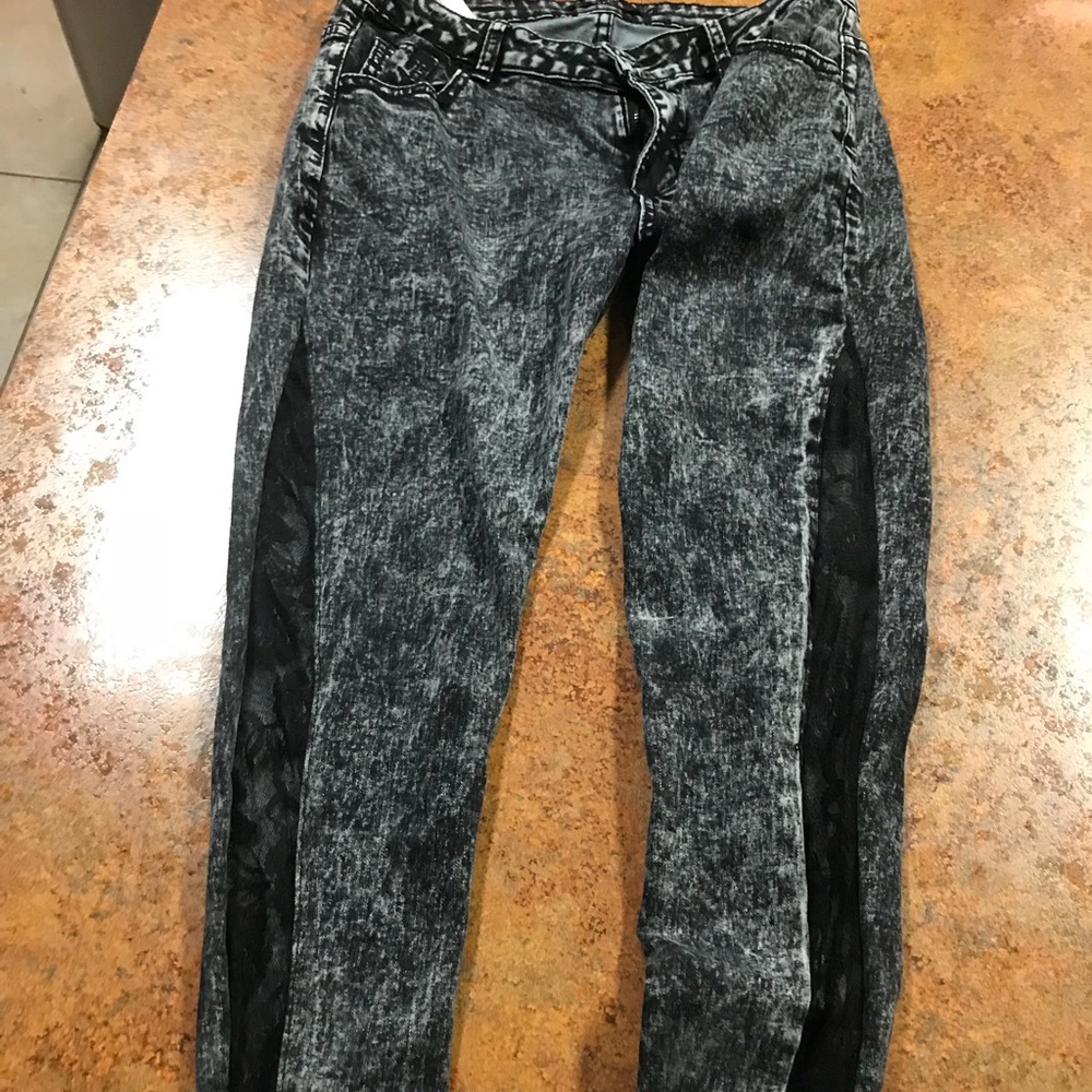 Black Lace see through jeans large